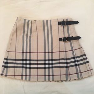 Burberry Pleated Nova Check Skirt with Buckles 4